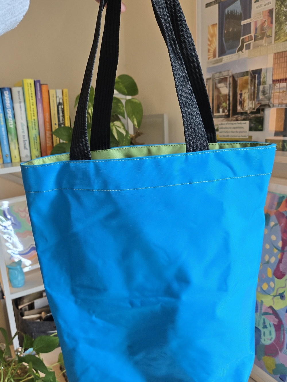 Herve Chapelier Nylon North-South Two-Tone Tote